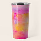 Be A Rainbow In Someone's Cloud | Modern Bohemian Watercolor Painting Optimism Positivity Good Vibes Travel Mug Gallery Image 1