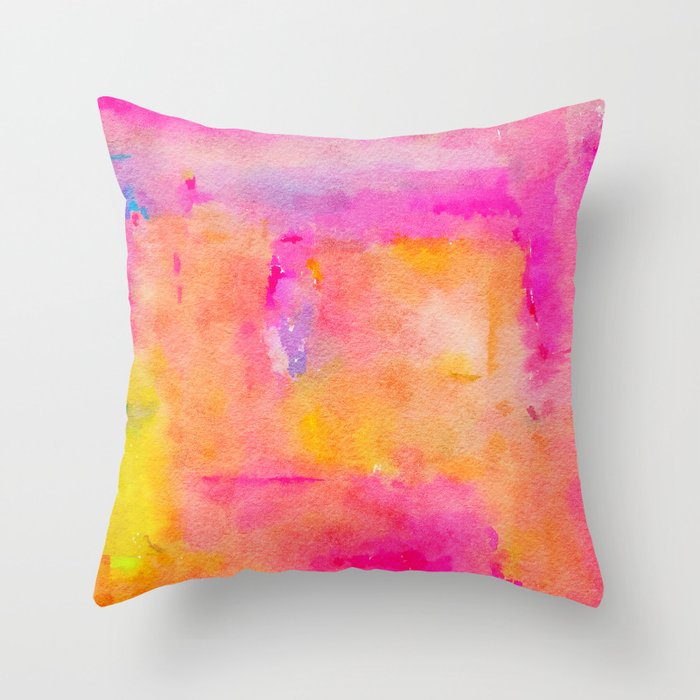 Be A Rainbow In Someone's Cloud | Modern Bohemian Watercolor Painting Optimism Positivity Good Vibes Throw Pillow Gallery Image 6