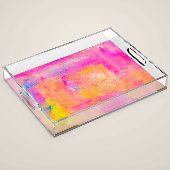 Be A Rainbow In Someone's Cloud | Modern Bohemian Watercolor Painting Optimism Positivity Good Vibes Acrylic Tray Gallery Image 1