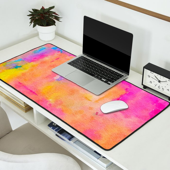 Be A Rainbow In Someone's Cloud | Modern Bohemian Watercolor Painting Optimism Positivity Good Vibes Desk Mat Gallery Image 2