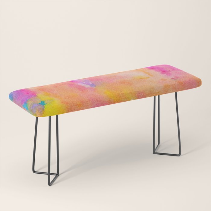 Be A Rainbow In Someone's Cloud | Modern Bohemian Watercolor Painting Optimism Positivity Good Vibes Bench Gallery Image 1