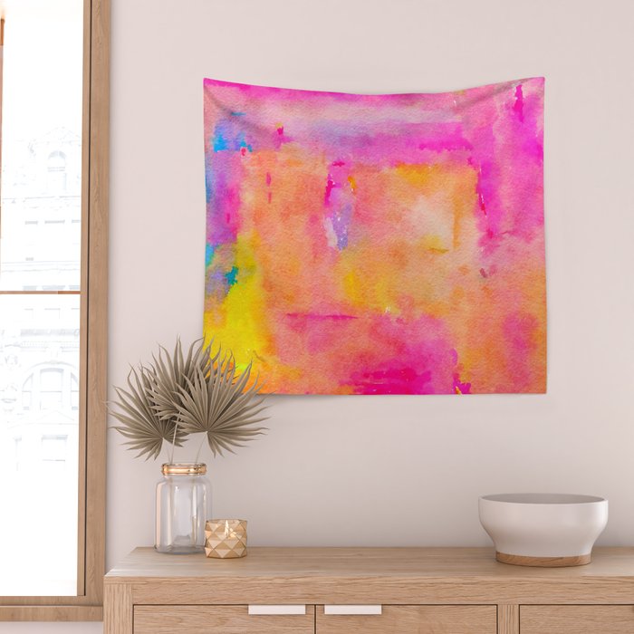 Be A Rainbow In Someone's Cloud | Modern Bohemian Watercolor Painting Optimism Positivity Good Vibes Wall Tapestry Gallery Image 2