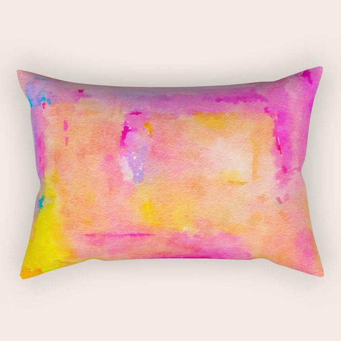 Be A Rainbow In Someone's Cloud | Modern Bohemian Watercolor Painting Optimism Positivity Good Vibes Rectangular Pillow Gallery Image 2
