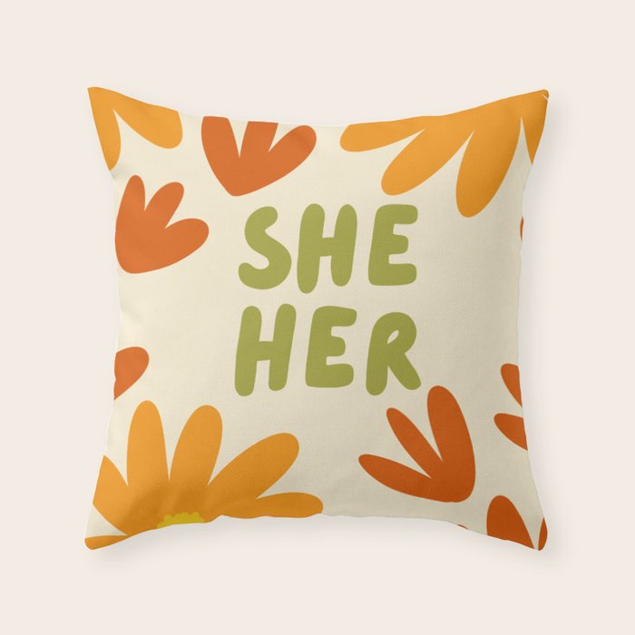 She/Her Pronouns Throw Pillow Gallery Image 6