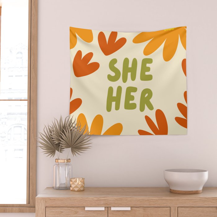 She/Her Pronouns Wall Tapestry Gallery Image 2