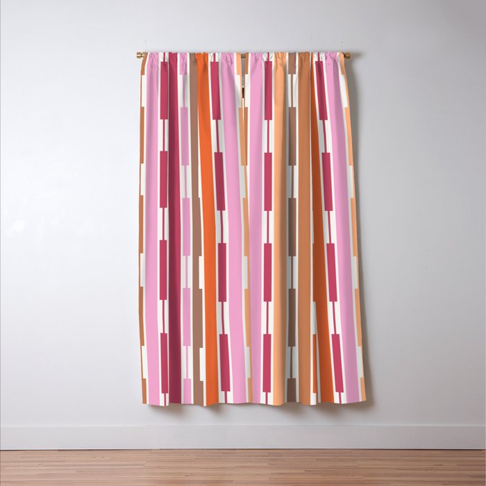 Geo Chain Vertical Stripes Pattern Inspired by PANTONE 17 1230 Color of the Year Mocha Mousse Window Curtain Gallery Image 3