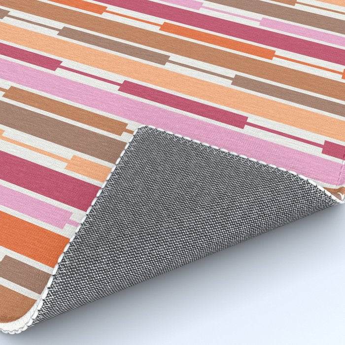 Geo Chain Vertical Stripes Pattern Inspired by PANTONE 17 1230 Color of the Year Mocha Mousse Rug Gallery Image 4