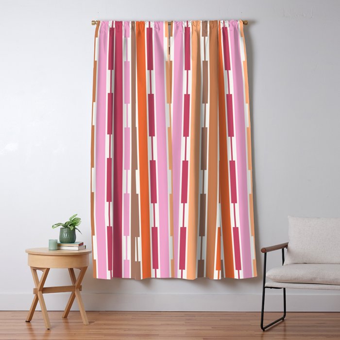Geo Chain Vertical Stripes Pattern Inspired by PANTONE 17 1230 Color of the Year Mocha Mousse Window Curtain Gallery Image 1