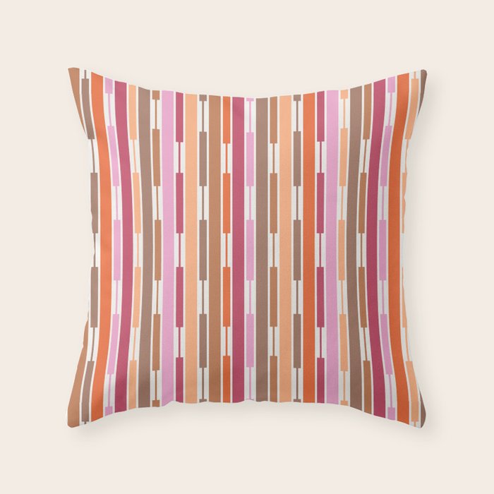 Geo Chain Vertical Stripes Pattern Inspired by PANTONE 17 1230 Color of the Year Mocha Mousse Throw Pillow Gallery Image 6