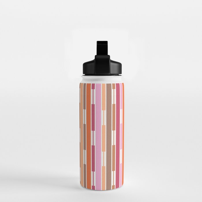 Geo Chain Vertical Stripes Pattern Inspired by PANTONE 17 1230 Color of the Year Mocha Mousse Water Bottle Gallery Image 2