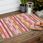 Geo Chain Vertical Stripes Pattern Inspired by PANTONE 17 1230 Color of the Year Mocha Mousse Outdoor Rug Gallery Image 2