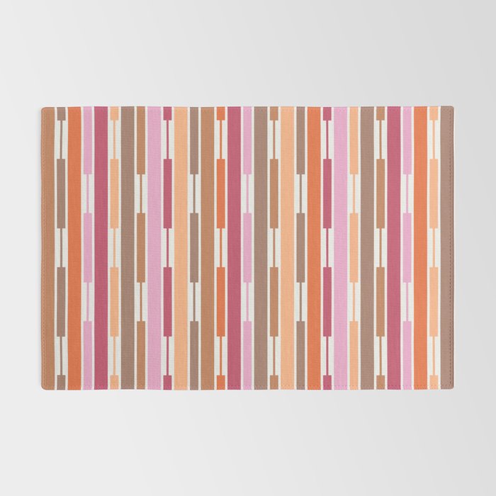 Geo Chain Vertical Stripes Pattern Inspired by PANTONE 17 1230 Color of the Year Mocha Mousse Rug Gallery Image 2