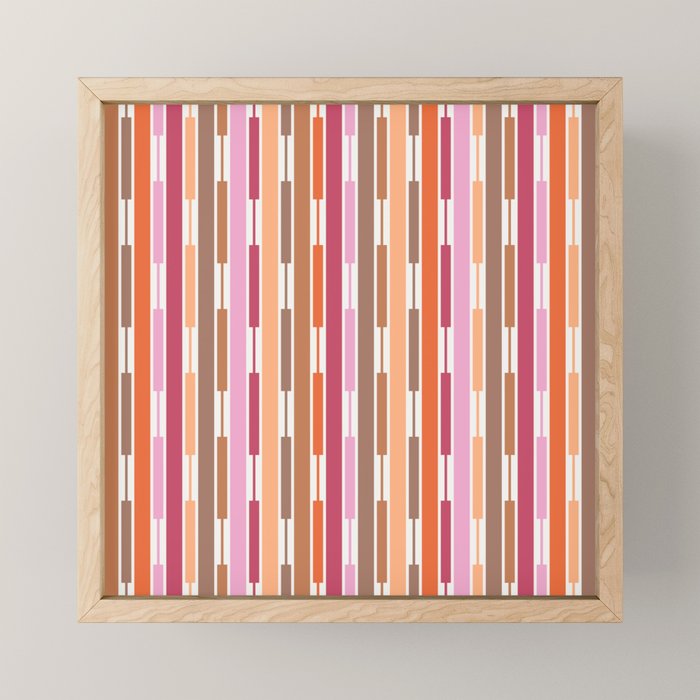 Geo Chain Vertical Stripes Pattern Inspired by PANTONE 17 1230 Color of the Year Mocha Mousse Mini Art Print Gallery Image 1