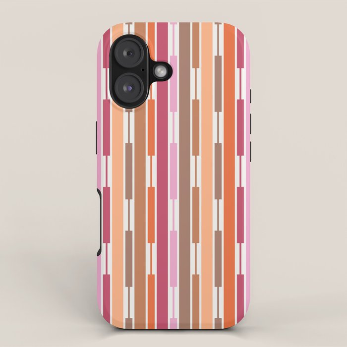 Geo Chain Vertical Stripes Pattern Inspired by PANTONE 17 1230 Color of the Year Mocha Mousse iPhone Case Gallery Image 1