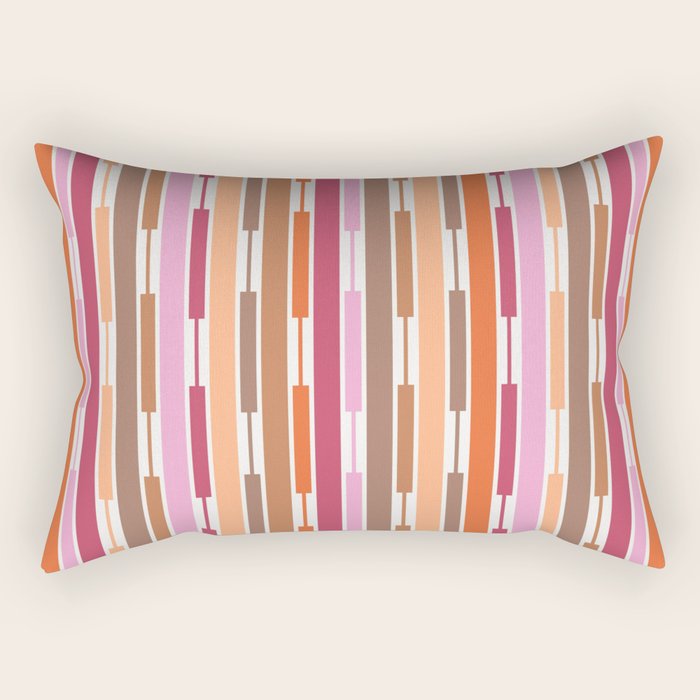Geo Chain Vertical Stripes Pattern Inspired by PANTONE 17 1230 Color of the Year Mocha Mousse Rectangular Pillow Gallery Image 1