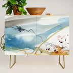 Summer Rain Storm - abstract watercolor painting ultramarine blue grey Credenza Gallery Image 1