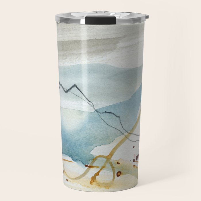 Summer Rain Storm - abstract watercolor painting ultramarine blue grey Travel Mug Gallery Image 1