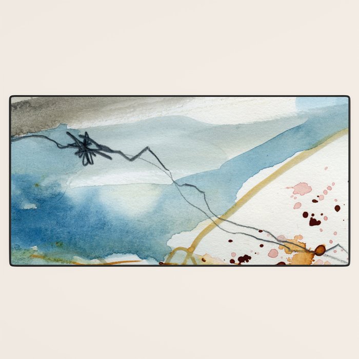 Summer Rain Storm - abstract watercolor painting ultramarine blue grey Desk Mat Gallery Image 3