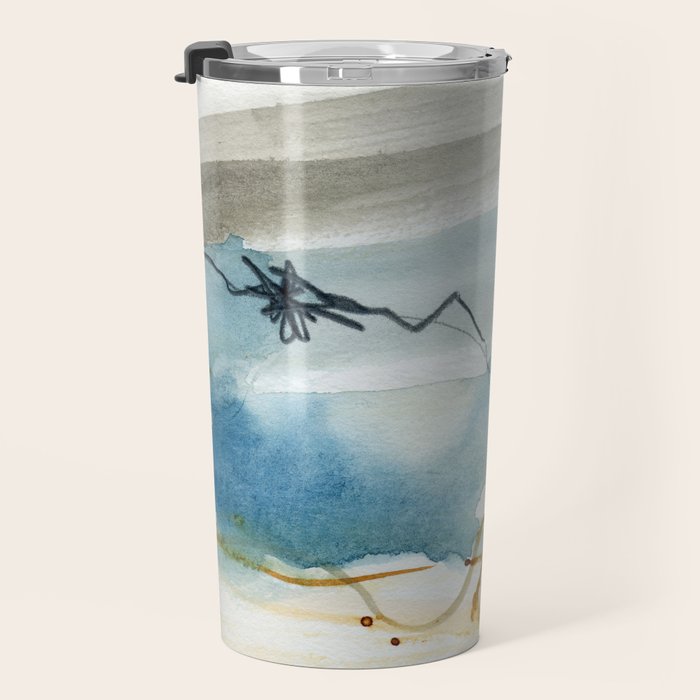 Summer Rain Storm - abstract watercolor painting ultramarine blue grey Travel Mug Gallery Image 3