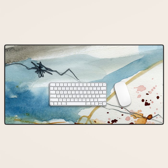 Summer Rain Storm - abstract watercolor painting ultramarine blue grey Desk Mat Gallery Image 1