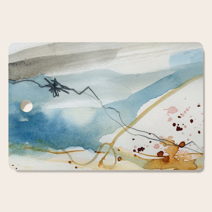 Summer Rain Storm - abstract watercolor painting ultramarine blue grey Cutting Board Gallery Image 1