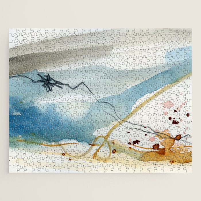 Summer Rain Storm - abstract watercolor painting ultramarine blue grey Jigsaw Puzzle Gallery Image 1