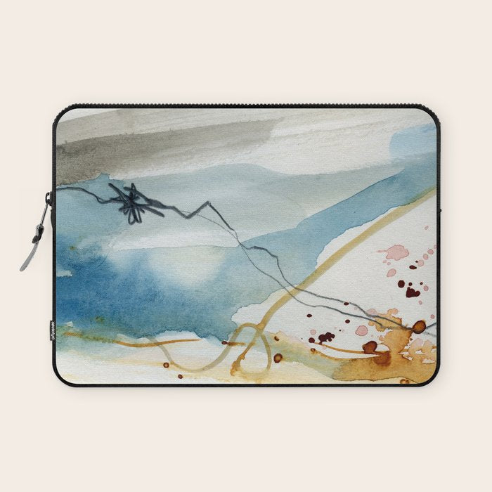 Summer Rain Storm - abstract watercolor painting ultramarine blue grey Laptop Sleeve Gallery Image 1
