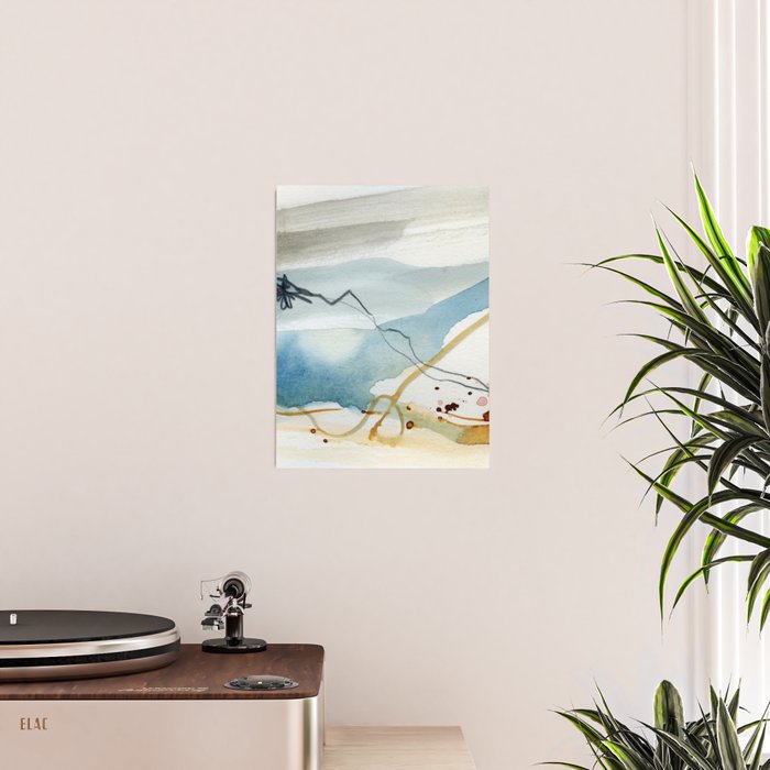 Summer Rain Storm - abstract watercolor painting ultramarine blue grey Poster Gallery Image 2