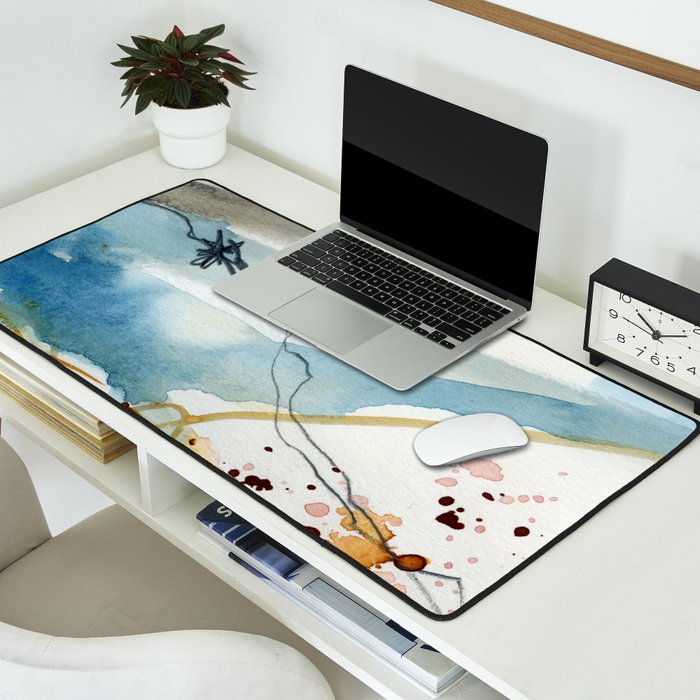 Summer Rain Storm - abstract watercolor painting ultramarine blue grey Desk Mat Gallery Image 2