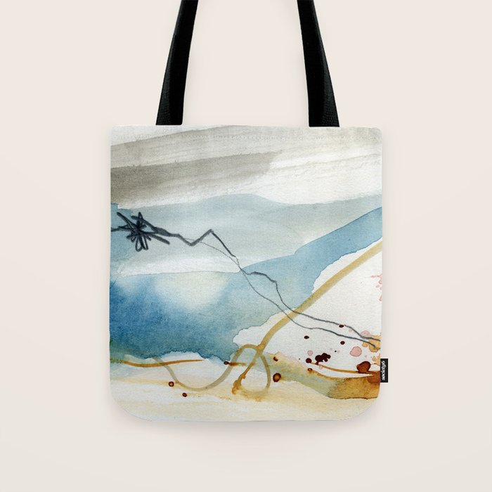 Summer Rain Storm - abstract watercolor painting ultramarine blue grey Tote Bag Gallery Image 1