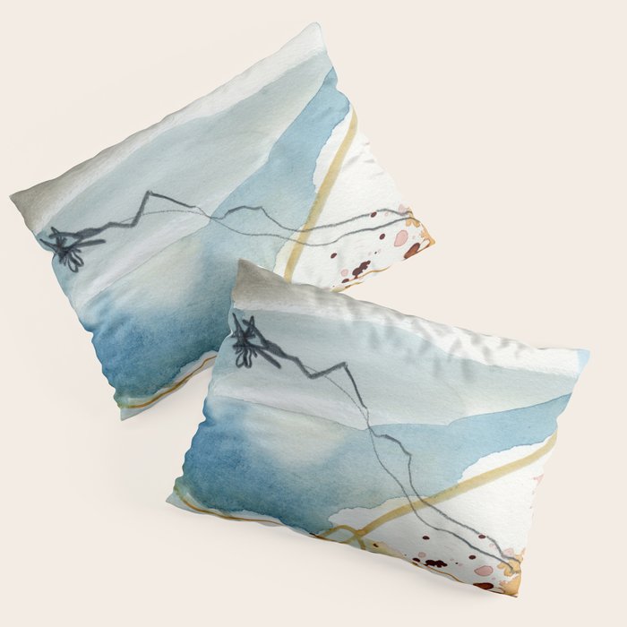Summer Rain Storm - abstract watercolor painting ultramarine blue grey Pillow Sham Gallery Image 3