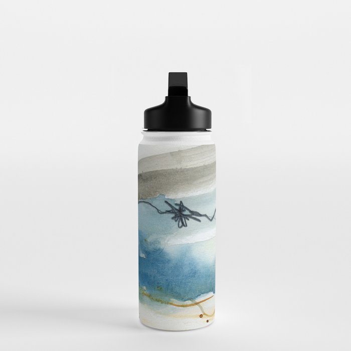 Summer Rain Storm - abstract watercolor painting ultramarine blue grey Water Bottle Gallery Image 3