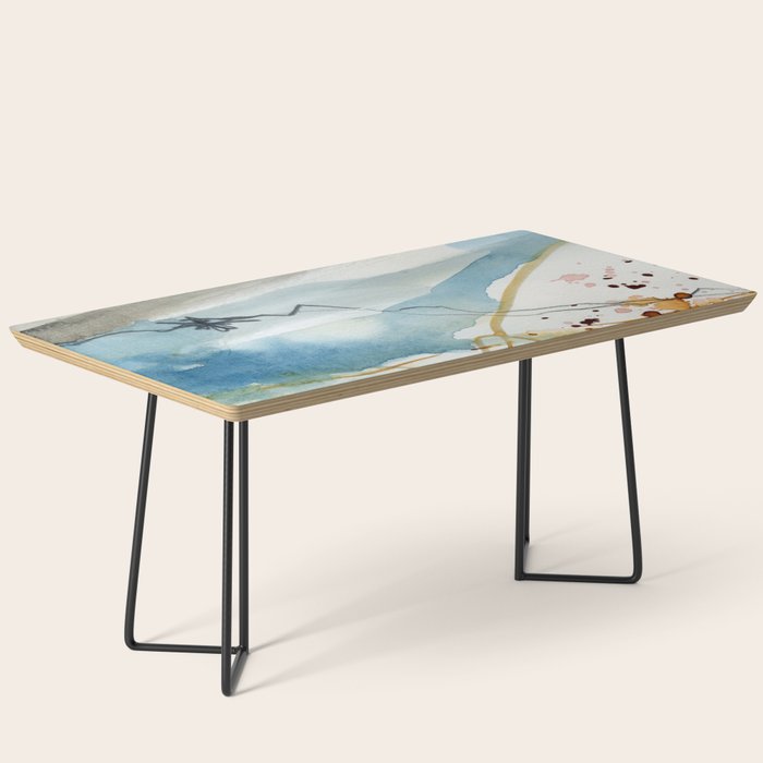 Summer Rain Storm - abstract watercolor painting ultramarine blue grey Coffee Table Gallery Image 1
