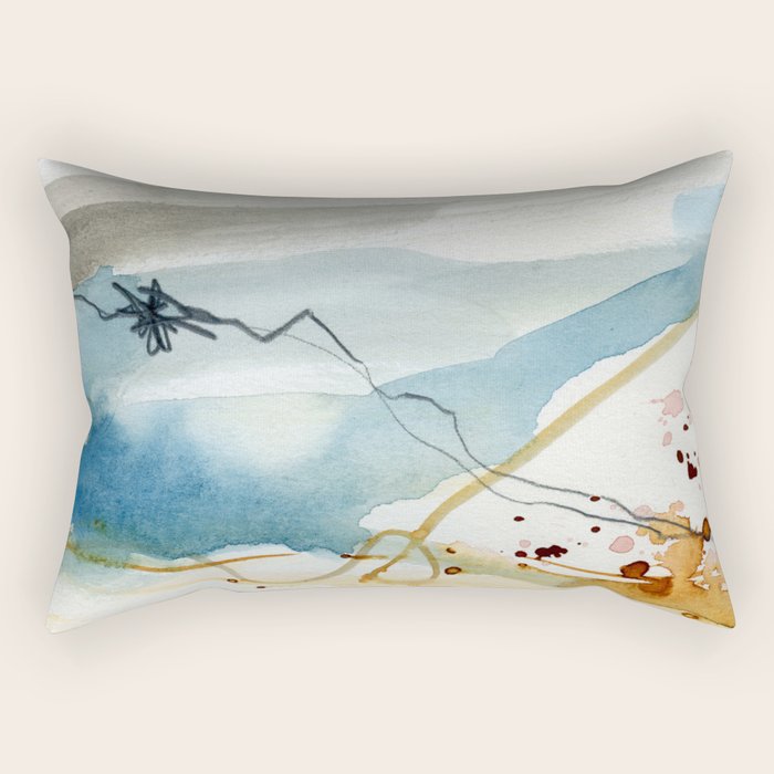 Summer Rain Storm - abstract watercolor painting ultramarine blue grey Rectangular Pillow Gallery Image 1