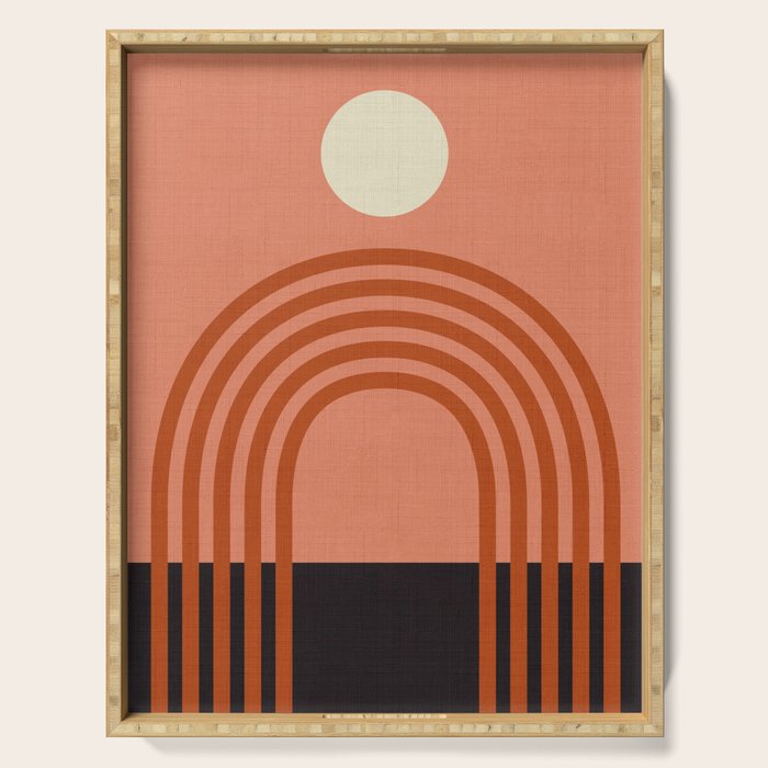 arc moon sun modern art  abstract Serving Tray Gallery Image 1