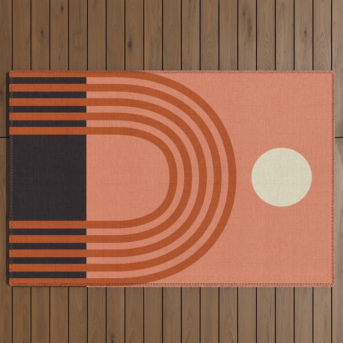 arc moon sun modern art  abstract Outdoor Rug Gallery Image 2