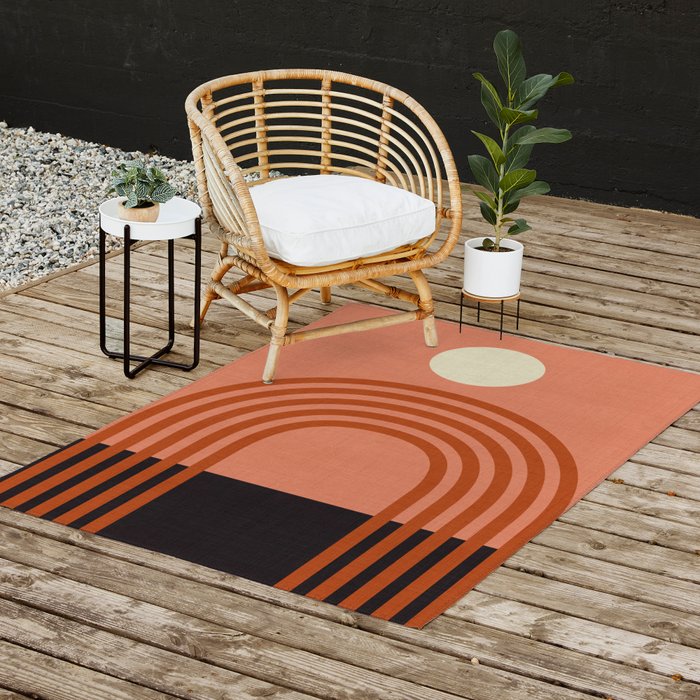 arc moon sun modern art  abstract Outdoor Rug Gallery Image 2