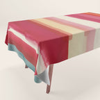 Watercolor Stripe Pattern in Warm Red Pink and Cream Tablecloth Gallery Image 1