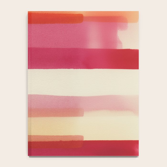 Watercolor Stripe Pattern in Warm Red Pink and Cream Notebook Gallery Image 4