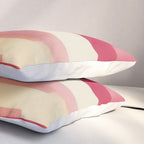 Watercolor Stripe Pattern in Warm Red Pink and Cream Pillow Sham Gallery Image 3