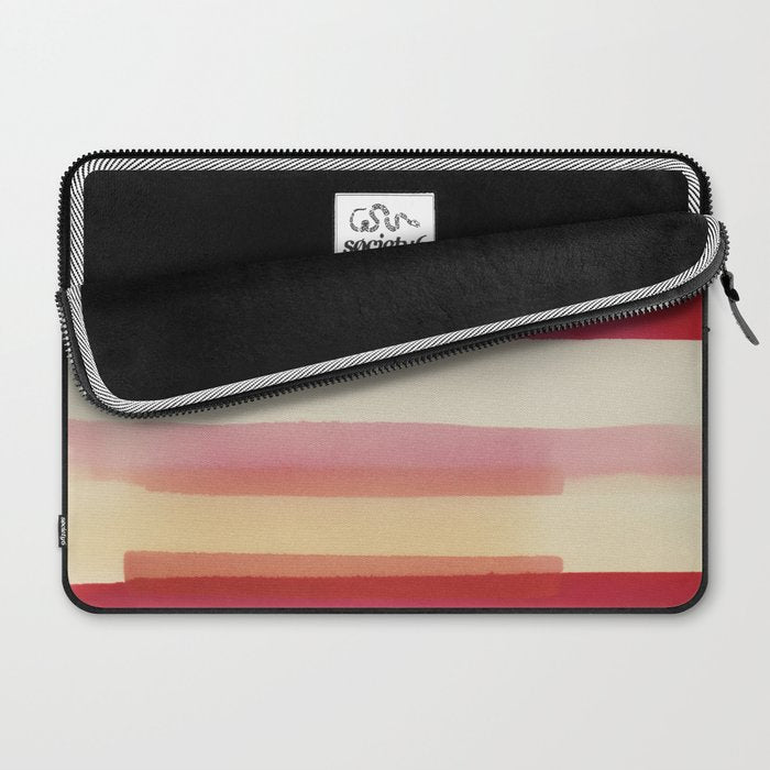 Watercolor Stripe Pattern in Warm Red Pink and Cream Laptop Sleeve Gallery Image 2