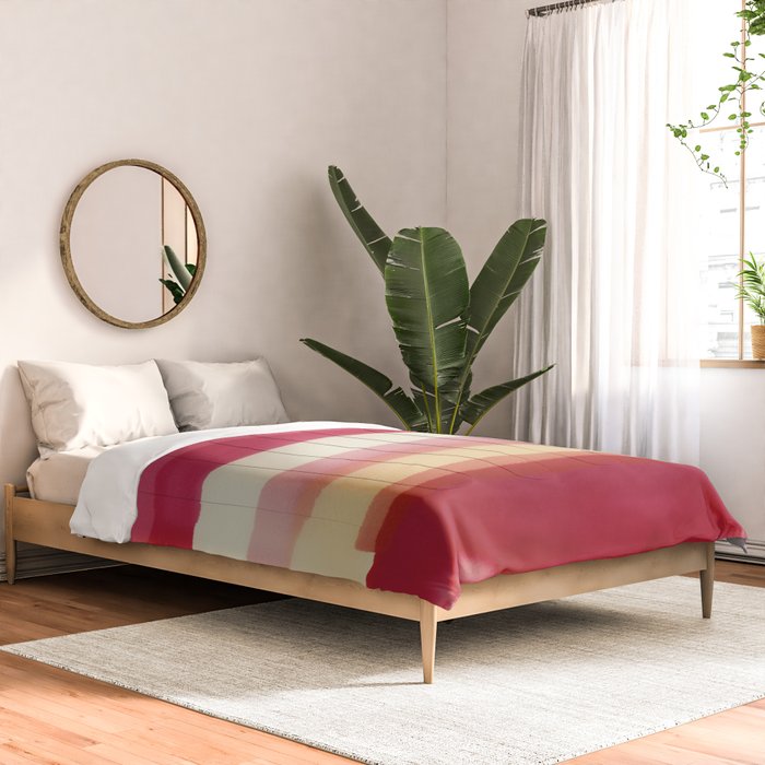 Watercolor Stripe Pattern in Warm Red Pink and Cream Comforter Gallery Image 2
