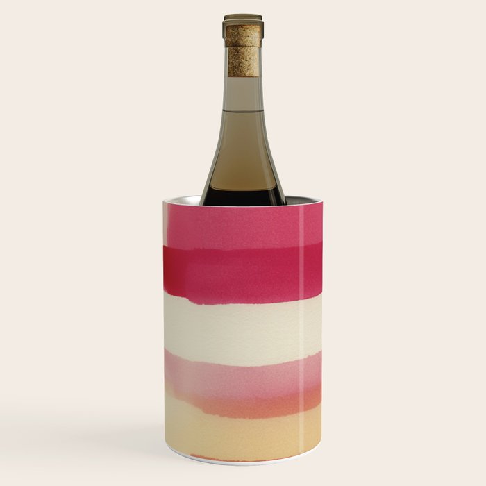Watercolor Stripe Pattern in Warm Red Pink and Cream Wine Chiller Gallery Image 2