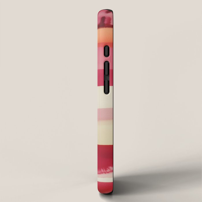 Watercolor Stripe Pattern in Warm Red Pink and Cream iPhone Case Gallery Image 2