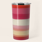 Watercolor Stripe Pattern in Warm Red Pink and Cream Travel Mug Gallery Image 1