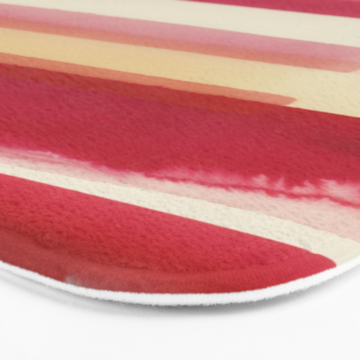 Watercolor Stripe Pattern in Warm Red Pink and Cream Bath Mat Gallery Image 3