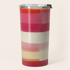 Watercolor Stripe Pattern in Warm Red Pink and Cream Travel Mug Gallery Image 2