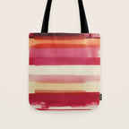 Watercolor Stripe Pattern in Warm Red Pink and Cream Tote Bag Gallery Image 1