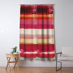 Watercolor Stripe Pattern in Warm Red Pink and Cream Window Curtain Gallery Image 5