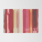 Watercolor Stripe Pattern in Warm Red Pink and Cream Rug Gallery Image 2